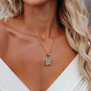 Bracha Initial Card Necklace 14k Gold Plated